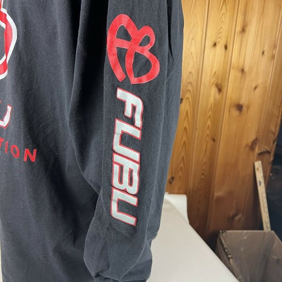 VTG FUBU FB Logo long Sleeve Spell Out Bigger T Shirt Crew neck 2XL Black Red - Picture 6 of 8